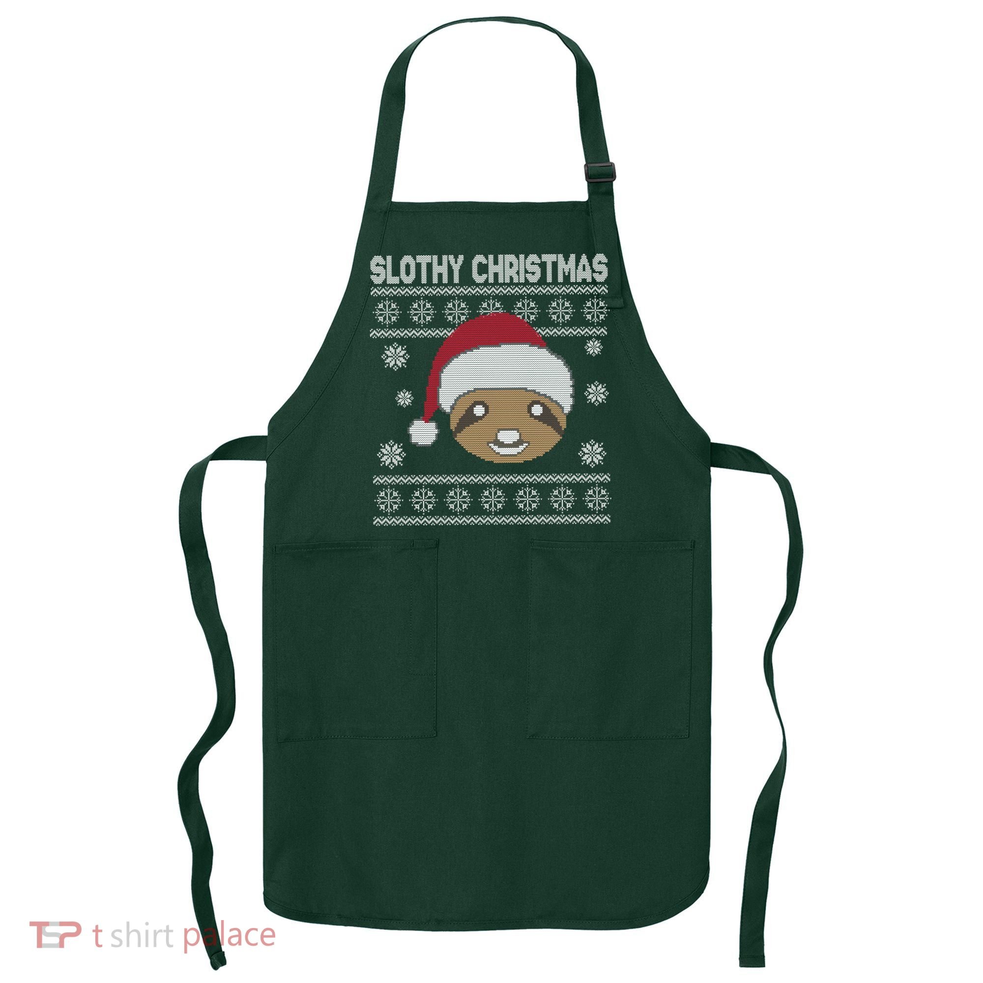 Slothy Christmas Ugly Sweater Apron