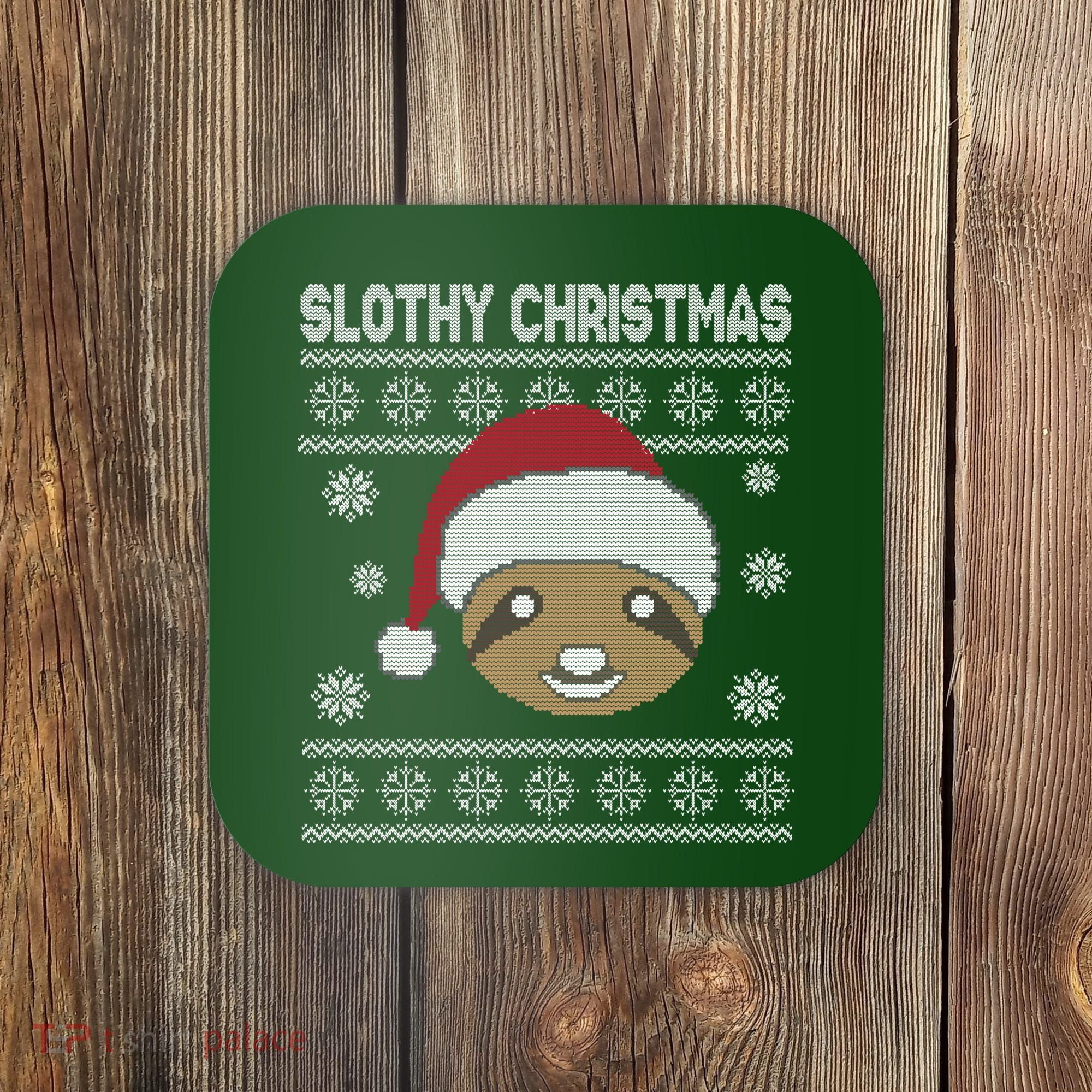 Slothy Christmas Ugly Sweater Coaster