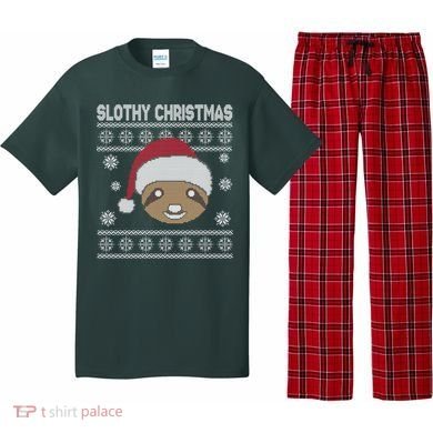 Slothy Christmas Ugly Sweater Pajama Set