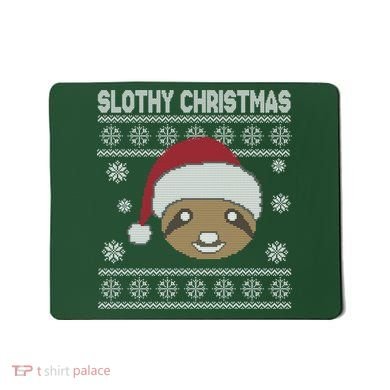 Slothy Christmas Ugly Sweater Mousepad