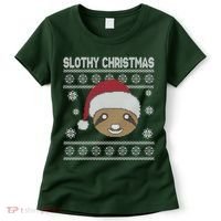 Slothy Christmas Ugly Sweater Women's T-Shirt thumb 0