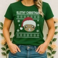 Slothy Christmas Ugly Sweater Women's T-Shirt thumb 2
