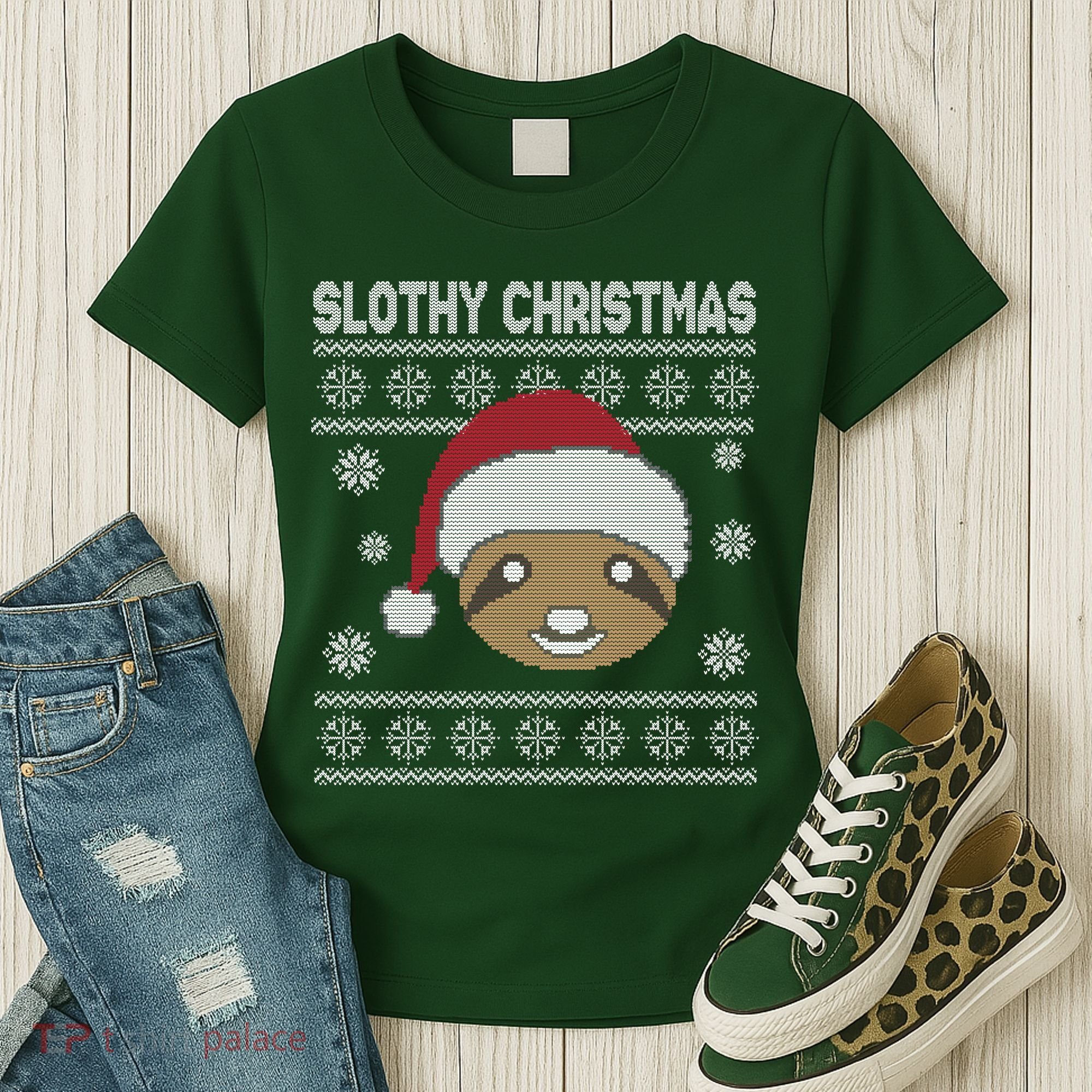 Slothy Christmas Ugly Sweater Women's T-Shirt