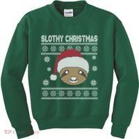 Slothy Christmas Ugly Sweater Kids Sweatshirt thumb 0