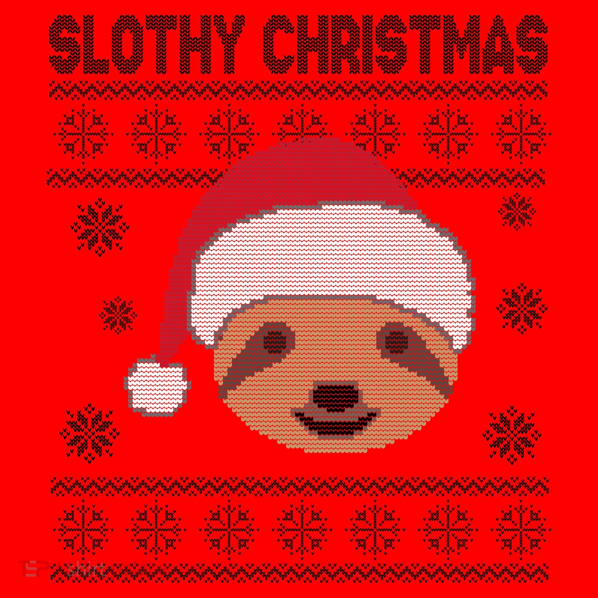 Slothy Christmas Ugly Sweater Santa Hat