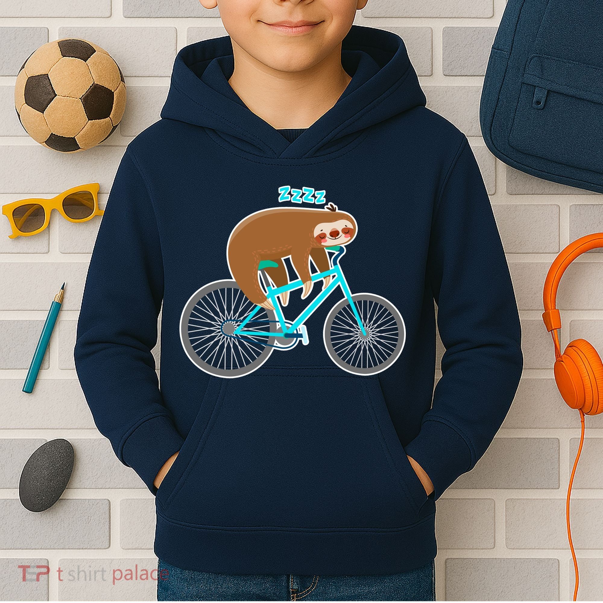 Slow Rider Funny Sloth Kids Hoodie