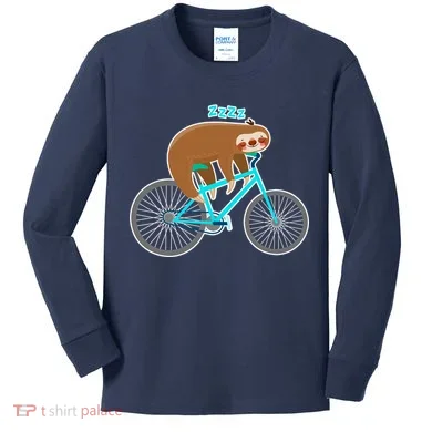 Slow Rider Funny Sloth Kids Long Sleeve Shirt