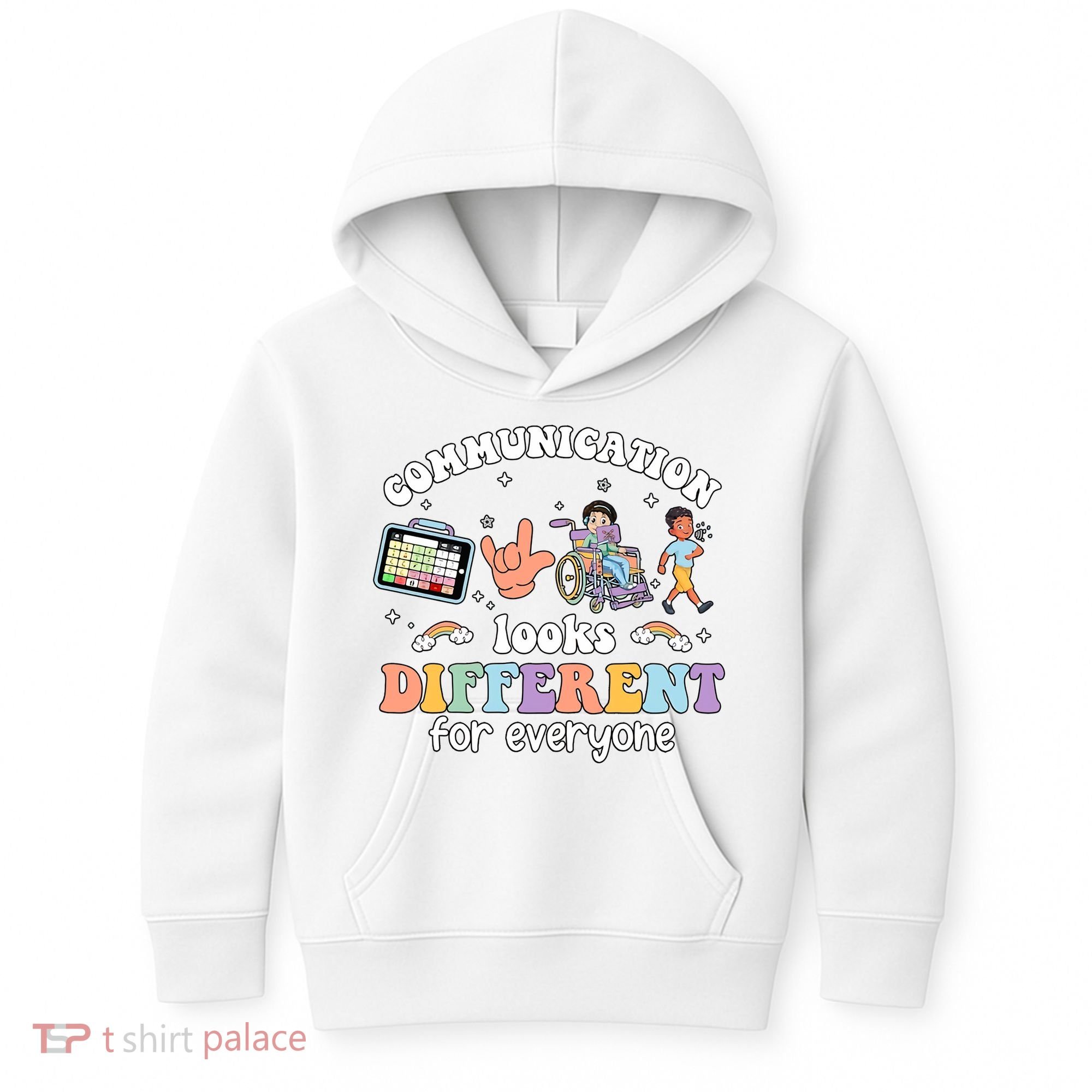Speech Language Pathologist Communication Looks Different For Everyone Kids Hoodie