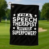Speech Language Pathologist Superhero Speech Therapy Golf Towel thumb 1