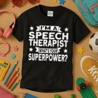 Speech Language Pathologist Superhero Speech Therapy Kids T-Shirt thumb 3