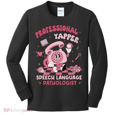 Speech Language Pathologist Retro Slp Professional Yapper Kids Long Sleeve Shirt