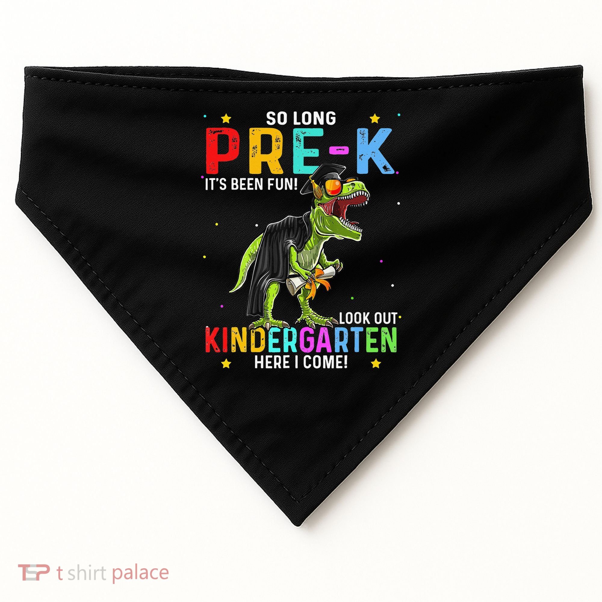 So Long Pre-K Kindergarten Here I Come Dinosaur Graduation USA-Made Doggie Bandana