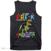 So Long Pre-K Kindergarten Here I Come Dinosaur Graduation Tank Top thumb 0