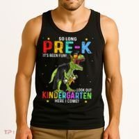 So Long Pre-K Kindergarten Here I Come Dinosaur Graduation Tank Top thumb 3