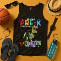 So Long Pre-K Kindergarten Here I Come Dinosaur Graduation Tank Top thumb 4