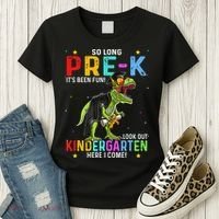 So Long Pre-K Kindergarten Here I Come Dinosaur Graduation Women's T-Shirt thumb 3