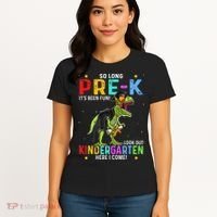 So Long Pre-K Kindergarten Here I Come Dinosaur Graduation Women's T-Shirt thumb 4