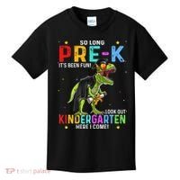 So Long Pre-K Kindergarten Here I Come Dinosaur Graduation Kids T-Shirt thumb 0