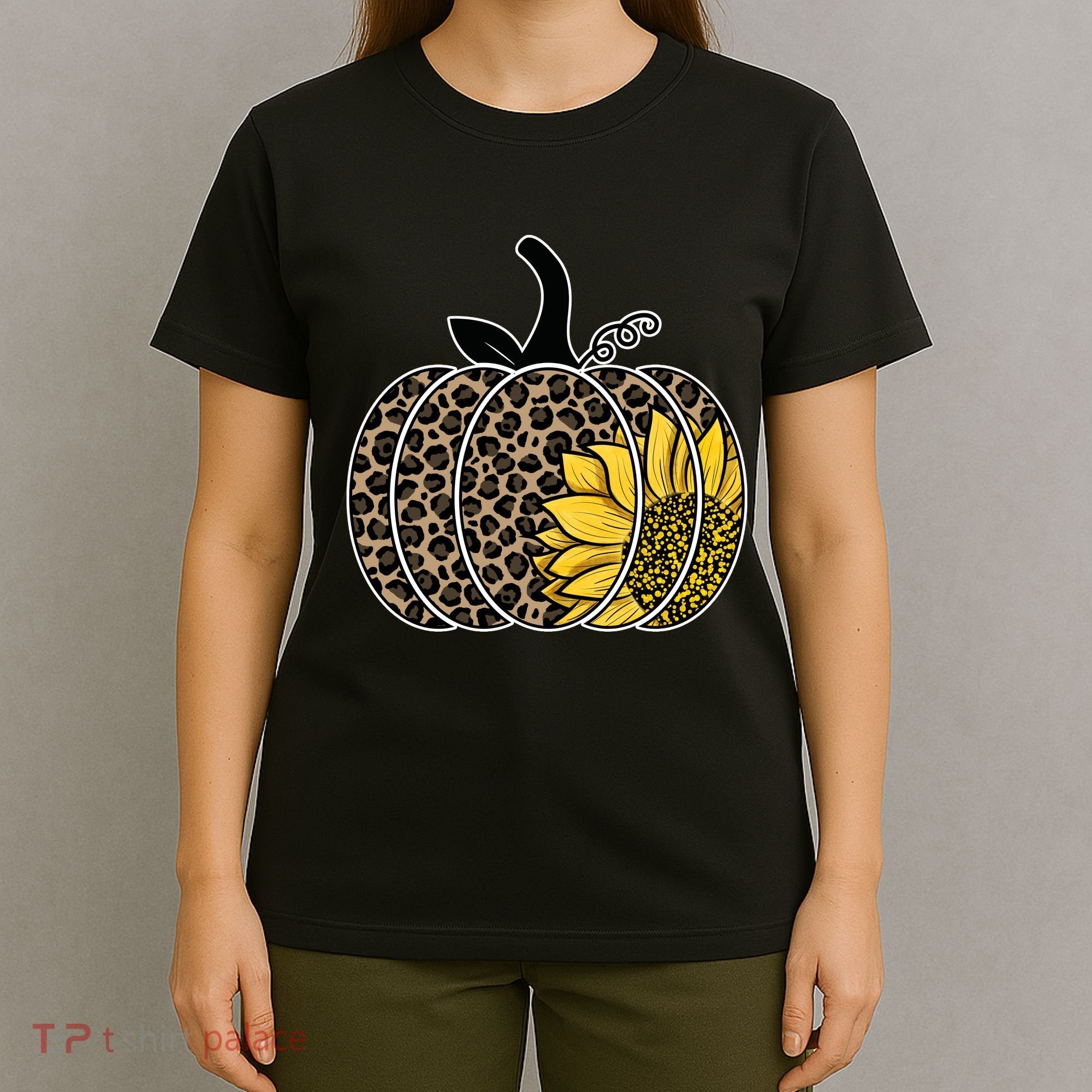 Sunflower Leopard Pumpkin T-Shirt