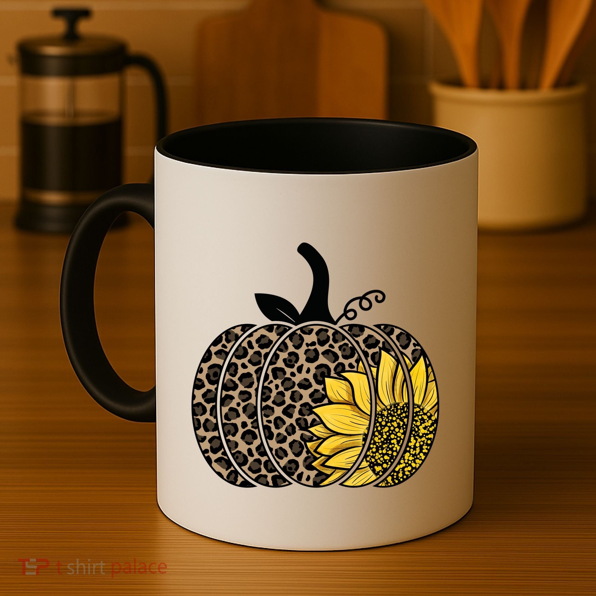Sunflower Leopard Pumpkin Coffee Mug