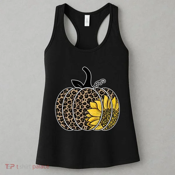Sunflower Leopard Pumpkin Women's Tank Top