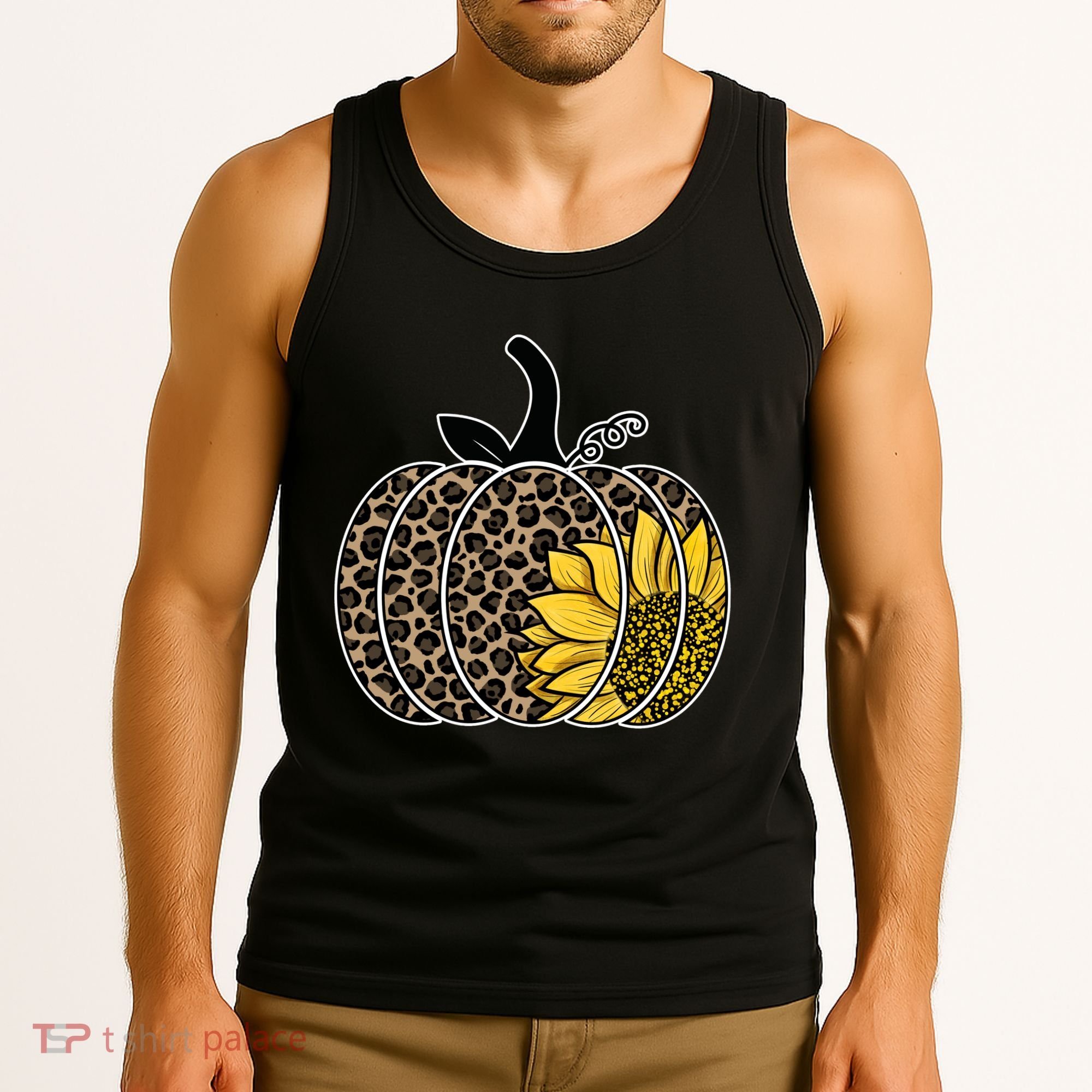 Sunflower Leopard Pumpkin Tank Top