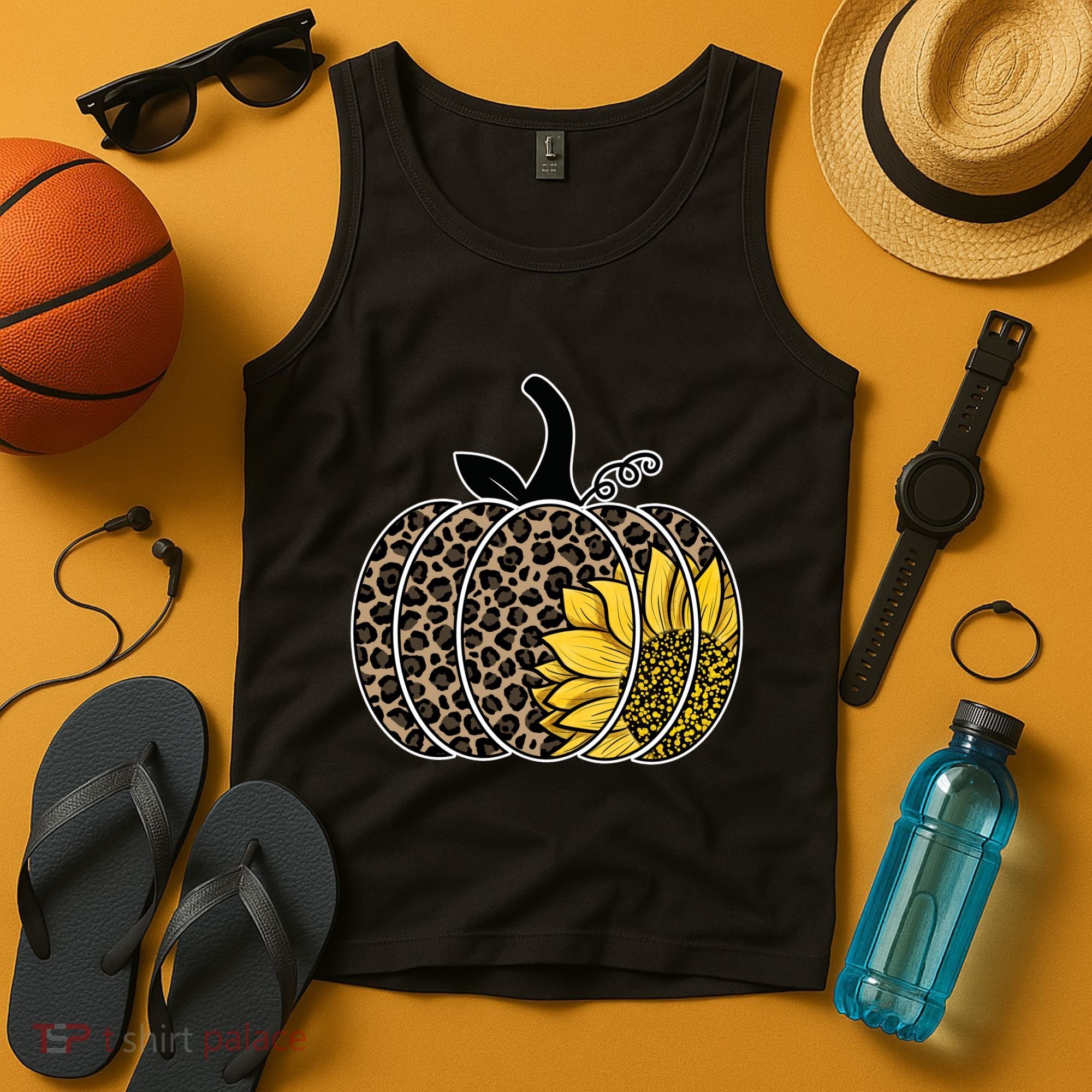 Sunflower Leopard Pumpkin Tank Top