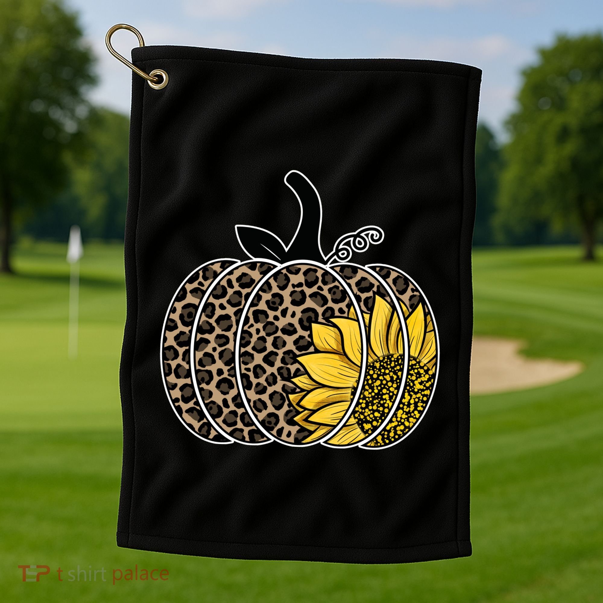 Sunflower Leopard Pumpkin Golf Towel