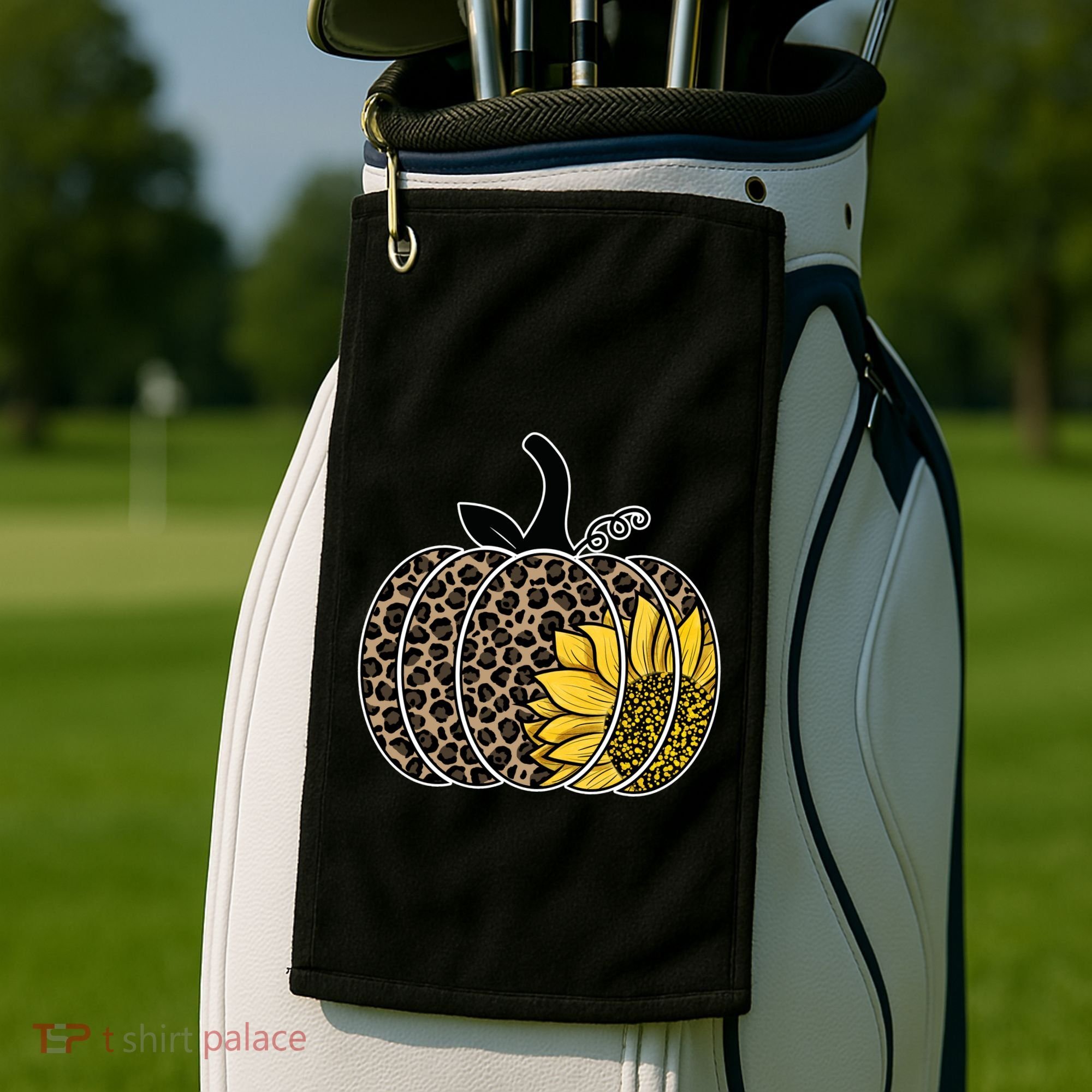 Sunflower Leopard Pumpkin Golf Towel