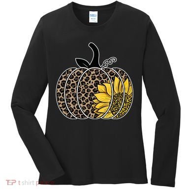 Sunflower Leopard Pumpkin Women's Long Sleeve Shirt
