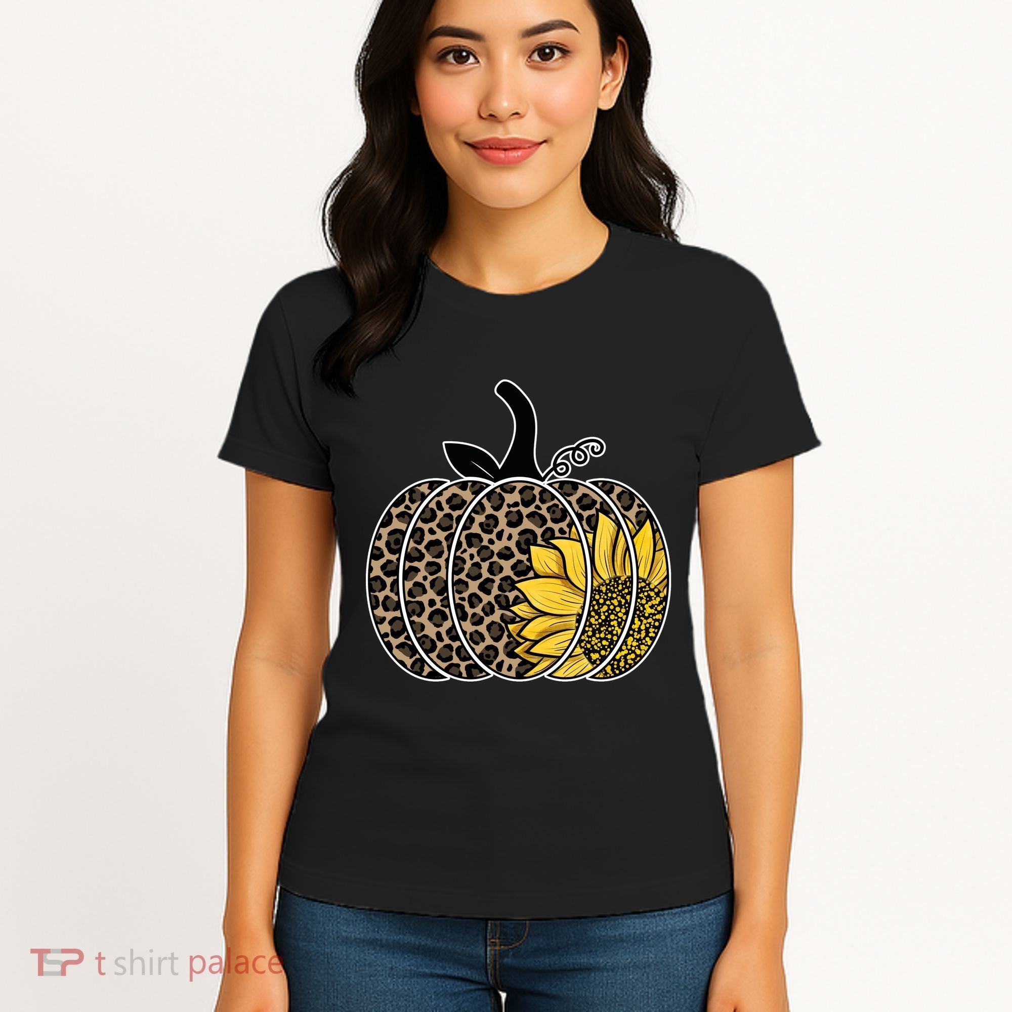 Sunflower Leopard Pumpkin Women's T-Shirt