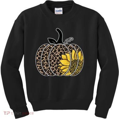 Sunflower Leopard Pumpkin Kids Sweatshirt