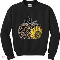 Sunflower Leopard Pumpkin Kids Sweatshirt thumb 0