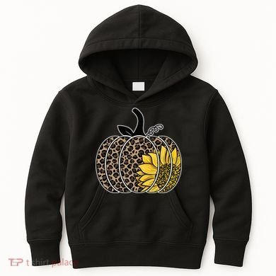 Sunflower Leopard Pumpkin Kids Hoodie