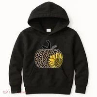 Sunflower Leopard Pumpkin Kids Hoodie thumb 0