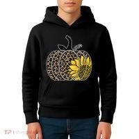 Sunflower Leopard Pumpkin Kids Hoodie thumb 4