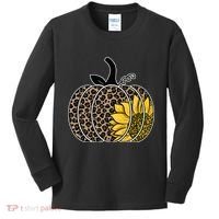 Sunflower Leopard Pumpkin Kids Long Sleeve Shirt thumb 0