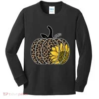 Sunflower Leopard Pumpkin Kids Long Sleeve Shirt thumb 0