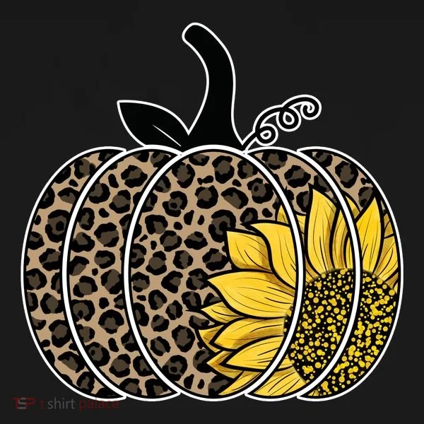 Sunflower Leopard Pumpkin Kids Long Sleeve Shirt