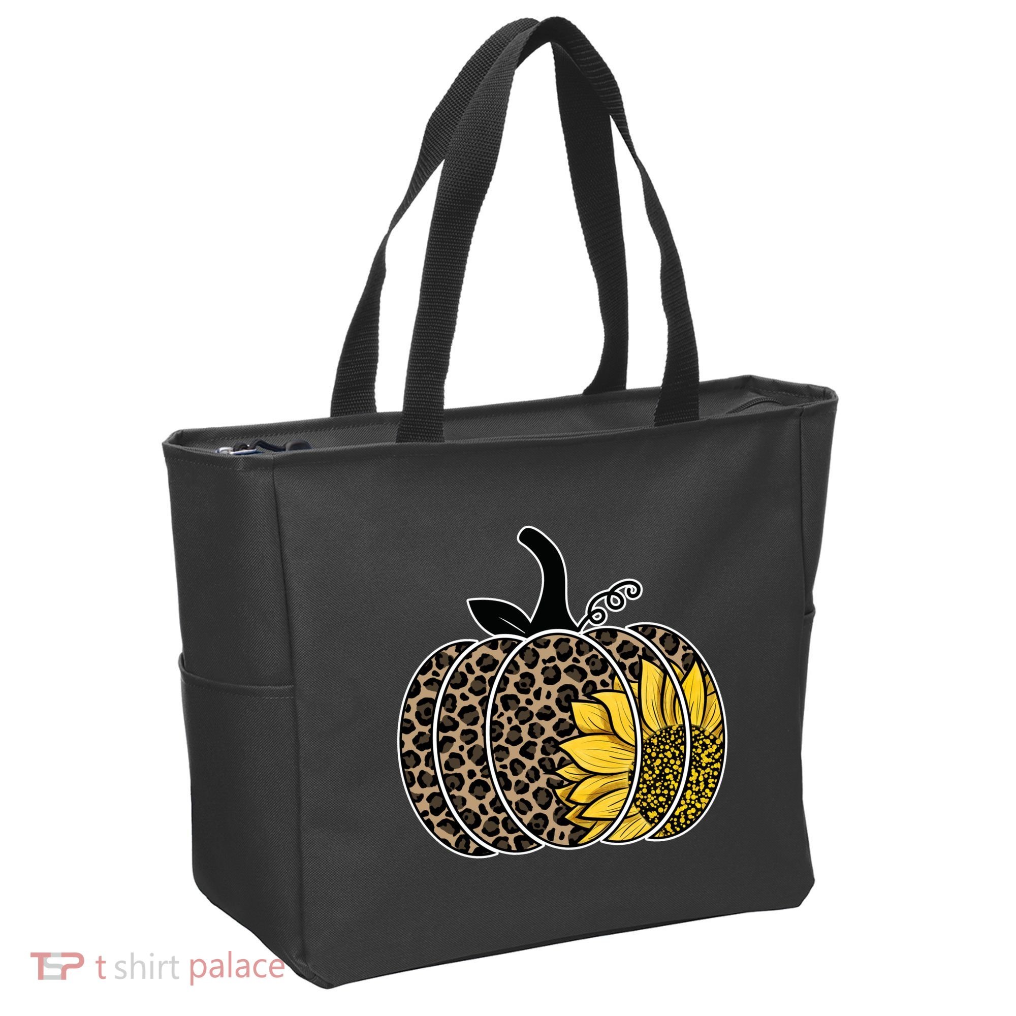Sunflower Leopard Pumpkin Tote Bag