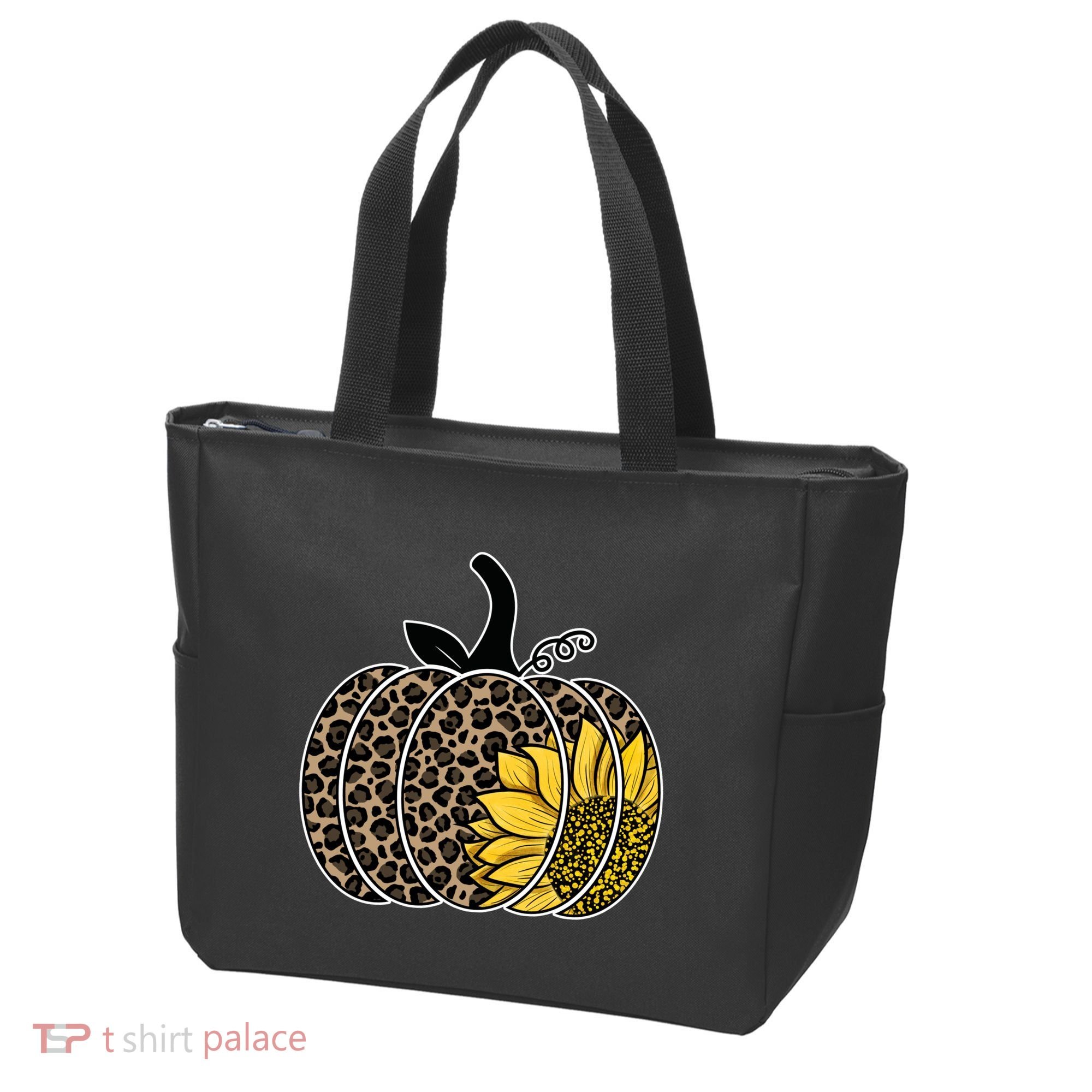 Sunflower Leopard Pumpkin Tote Bag