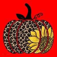 Sunflower Leopard Pumpkin Santa Hat thumb 1