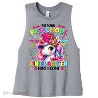 So Long Preschool Graduation Graduate Unicorn  Women's Racerback Cropped Tank thumb 0