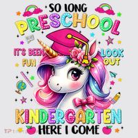 So Long Preschool Graduation Graduate Unicorn  Womens Funnel Neck Pullover Hood thumb 2