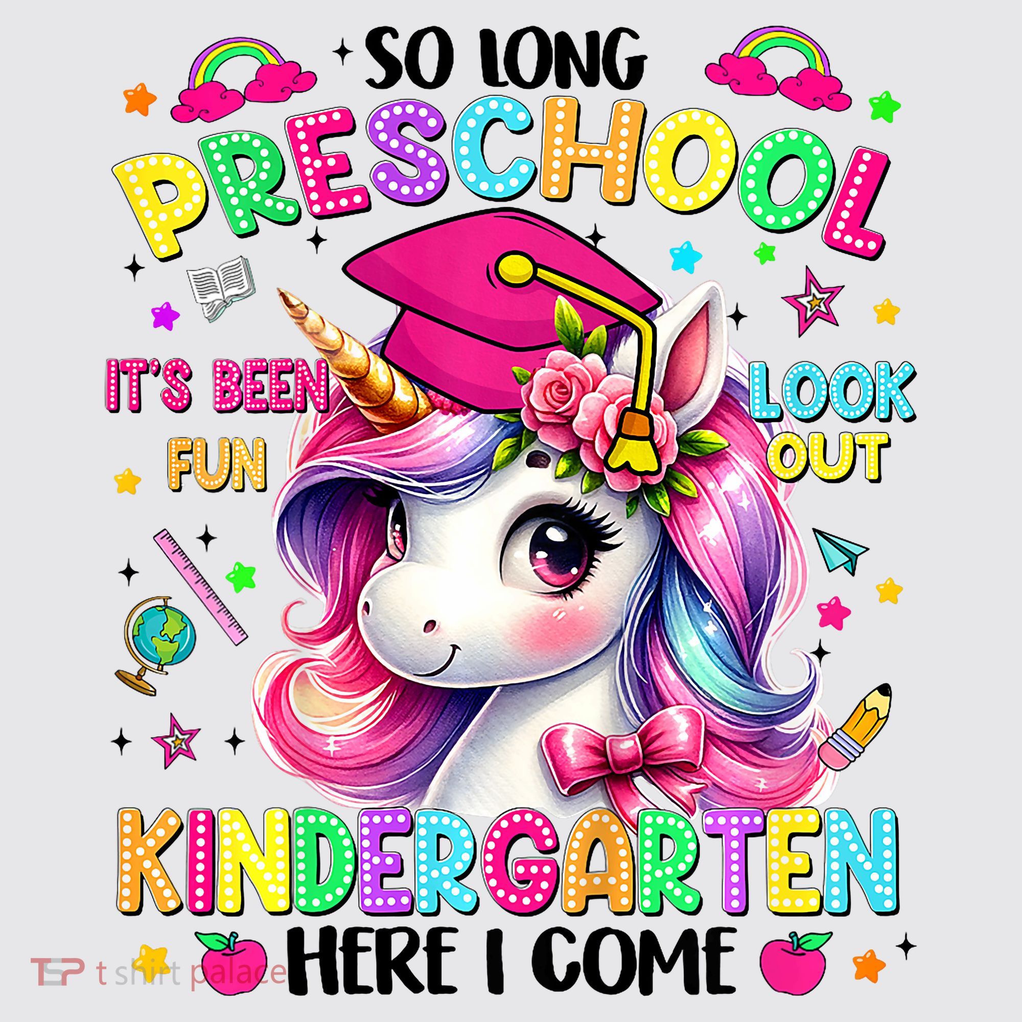 So Long Preschool Graduation Graduate Unicorn  Womens Funnel Neck Pullover Hood
