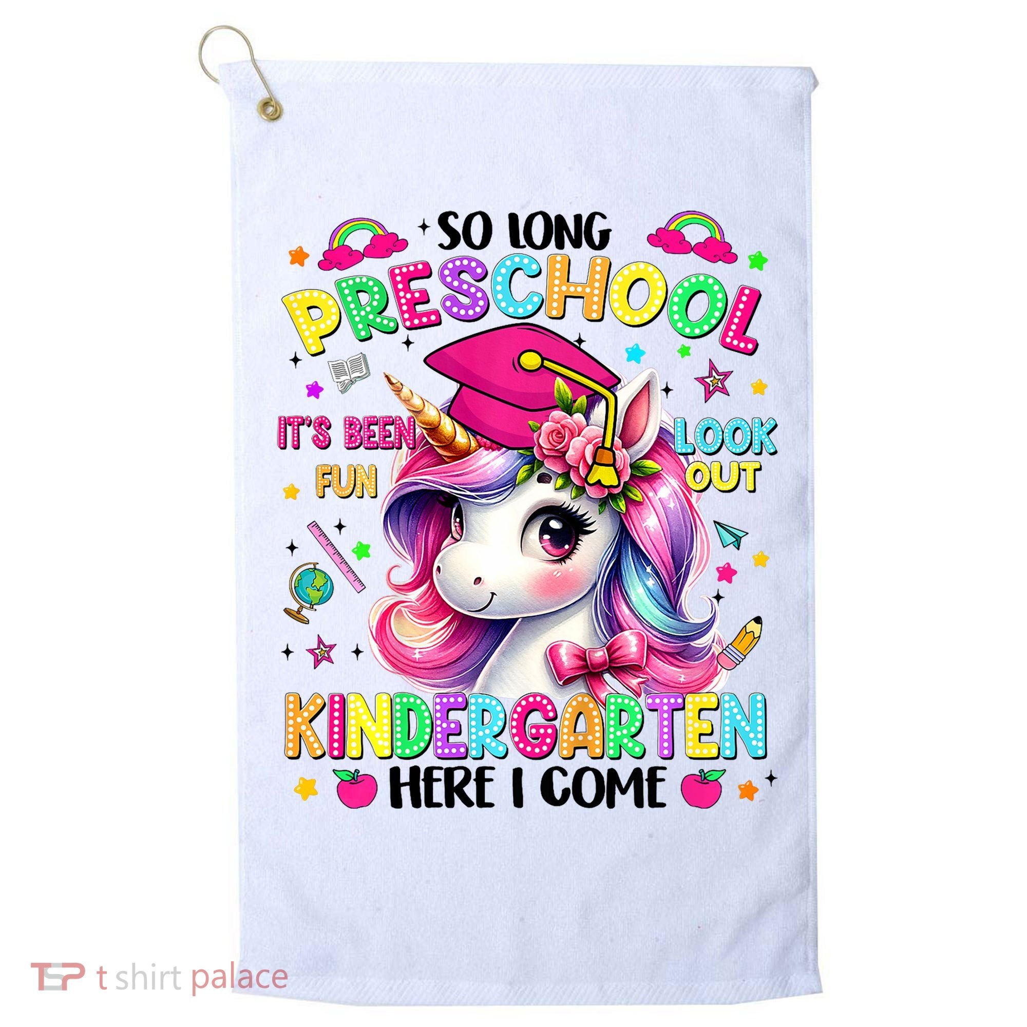 So Long Preschool Graduation Graduate Unicorn  Golf Towel
