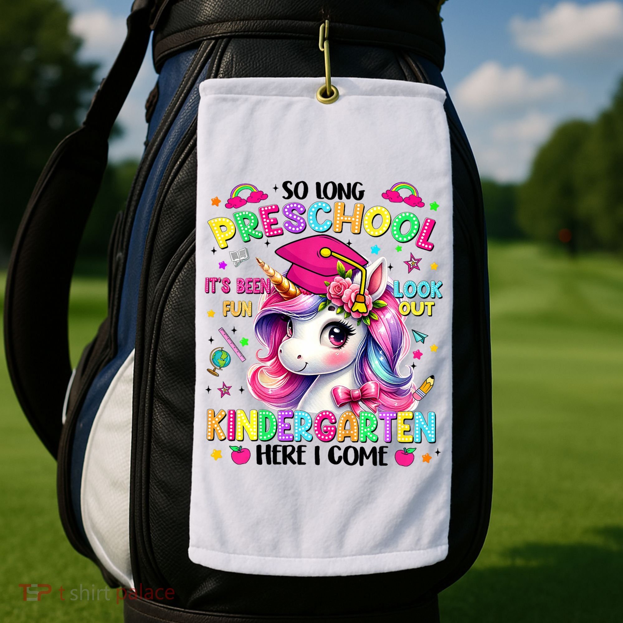 So Long Preschool Graduation Graduate Unicorn  Golf Towel