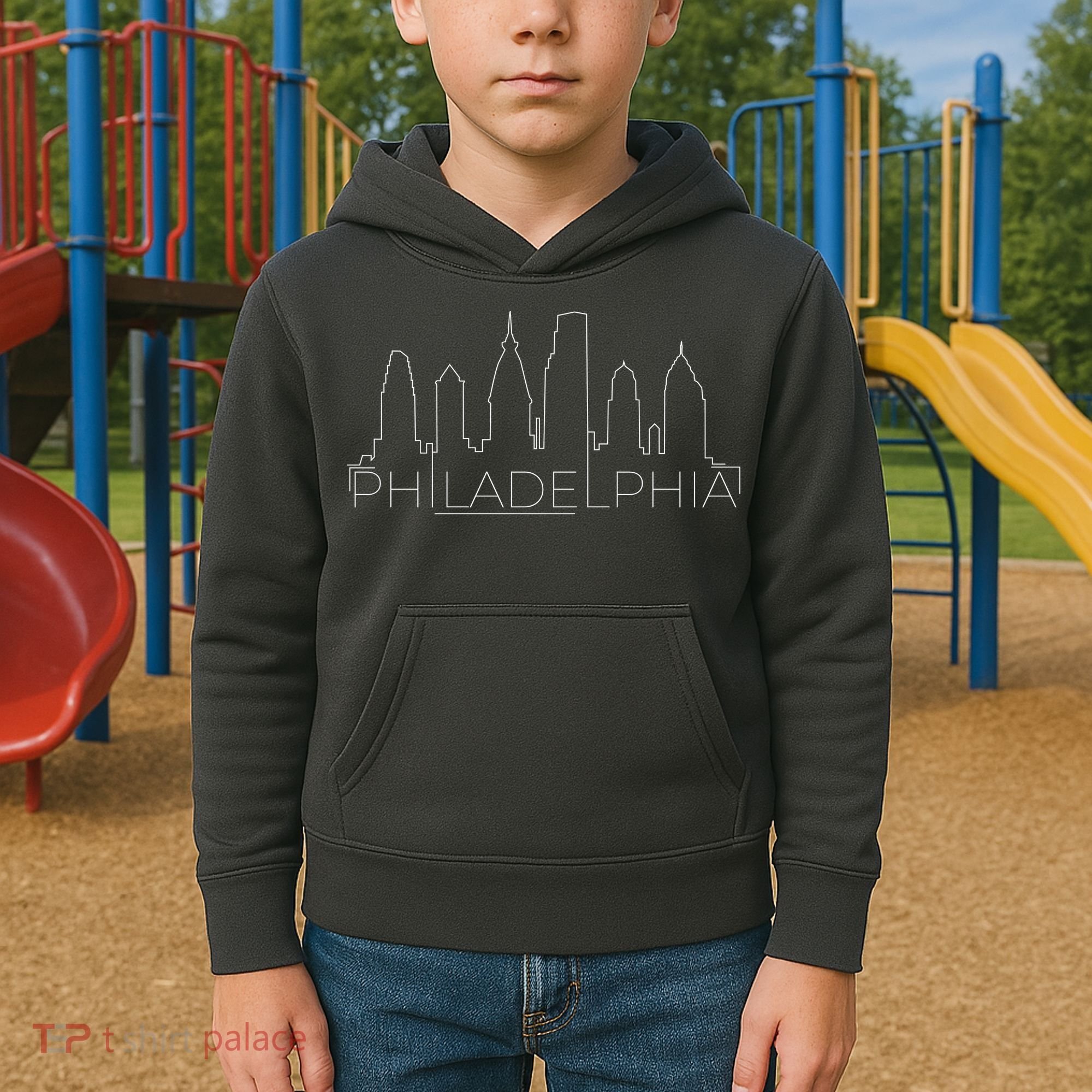 Skyline Line Philadelphia City Kids Hoodie