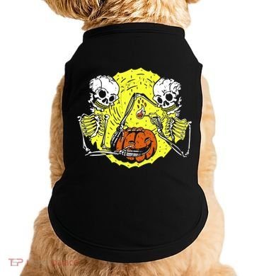 Skeletons Lighting Pumpkin Doggie Tank