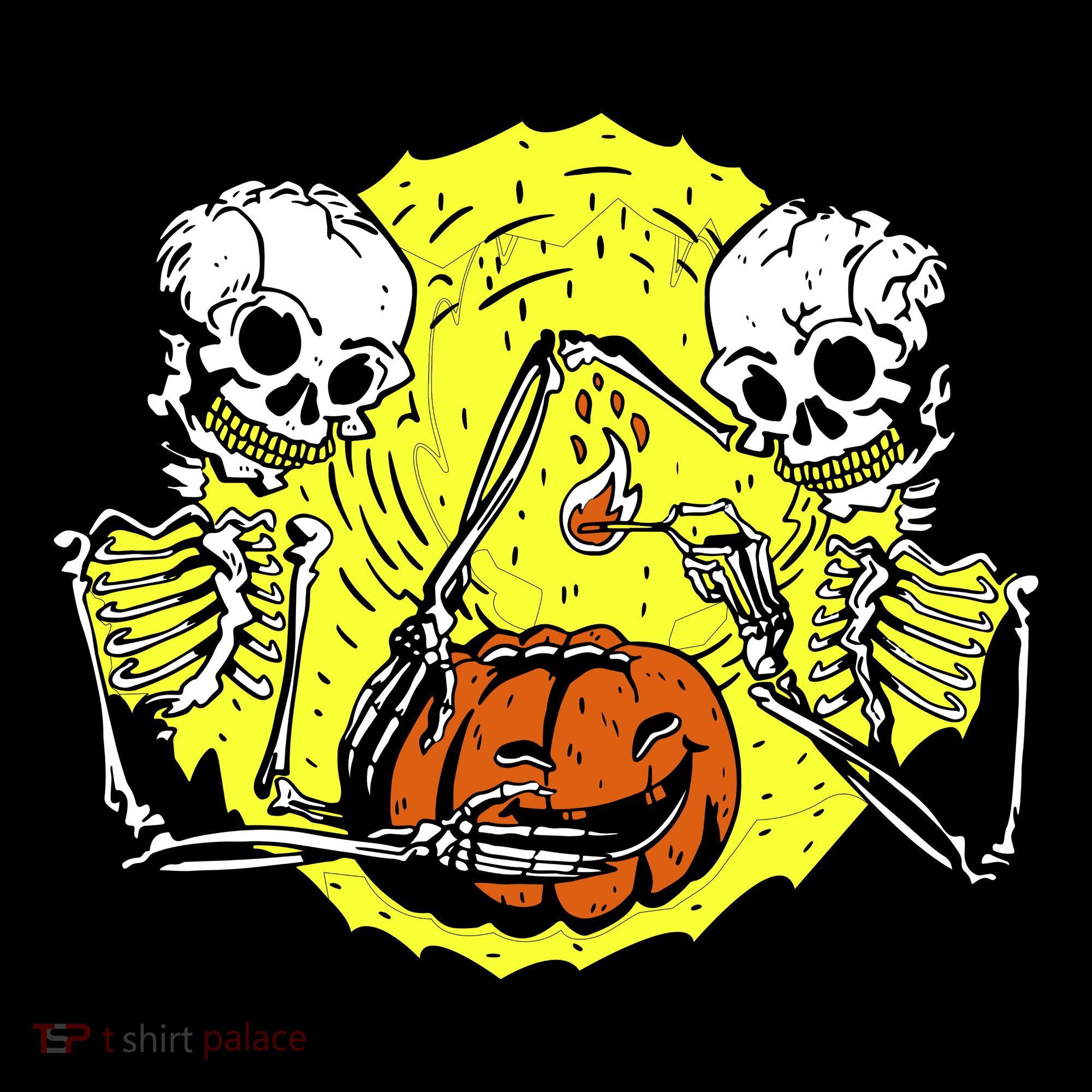 Skeletons Lighting Pumpkin USA-Made Doggie Bandana